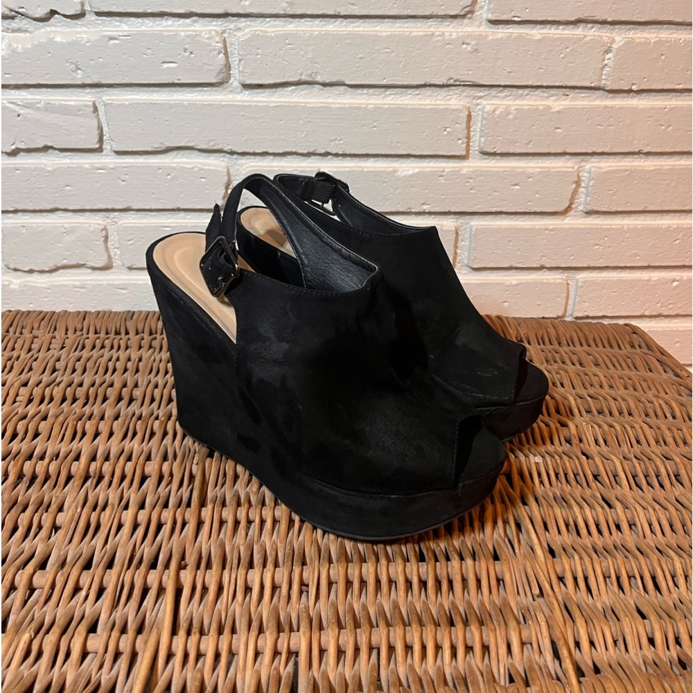 Torrid Black peep toe wedge size 8